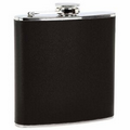 6 oz. Stainless Steel Flask w/Black Faux Leather Wrap